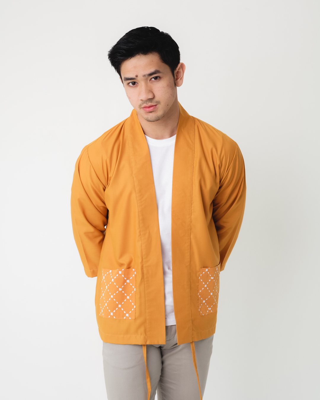 Hako Kimono Mustard - Men's Outer Batik - by Dgawan.co